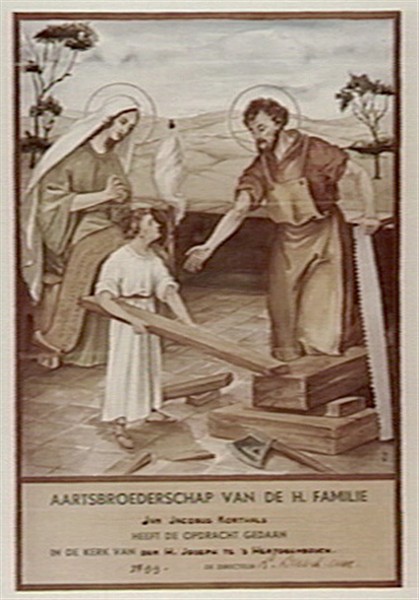 "Jan Jacobus Korthals heeft de opdracht gedaan in de kerk van den H. Joseph te 's Hertogenbosch". Aartsbroederschap van de H. Familie, 1899