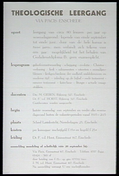 Theologische Leergang Via Pacis Enschede, 1967