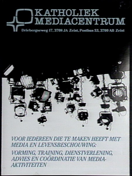 "Voor iedereen die te maken heeft met media en levensbeschouwing" Affiche Katholiek Mediacentrum