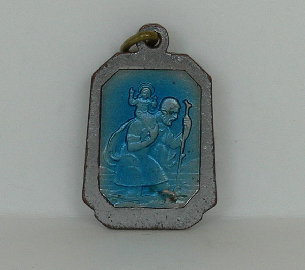 Achthoekige medaille met afbeelding van Sint Christoffel; keerzijde afbeelding van Maria