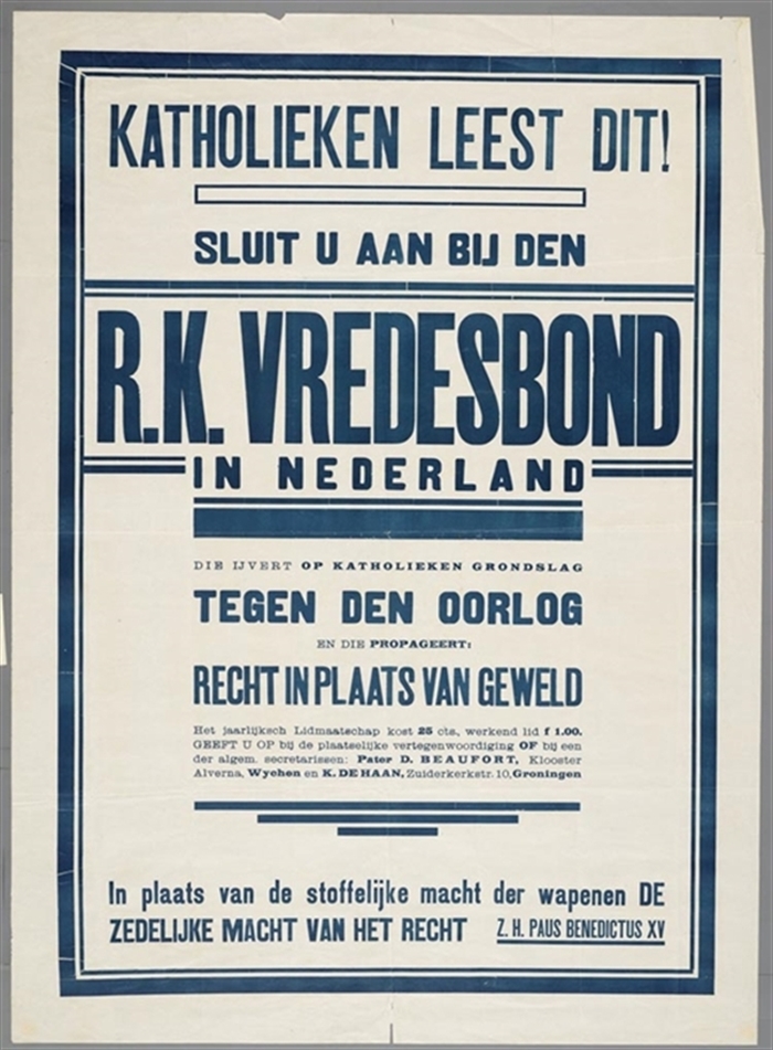 Affiche R.K. Vredesbond in Nederland
