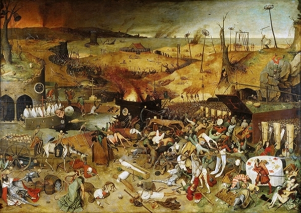 Afbeelding 1: Triomf van de dood, Pieter Brueghel ca. 1562, Museo del Prado Madrid. Foto Wikimedia Commons.